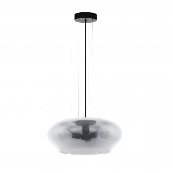 Priorat 500mm Pendant with Vaporized Black Transparent Glass