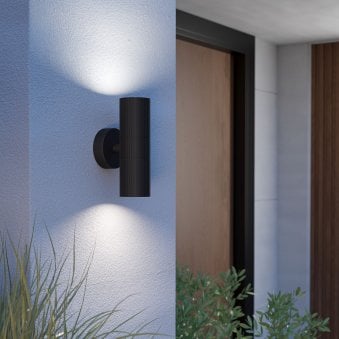 Tomelloso IP44 Exterior Up & Down Wall Light in Black