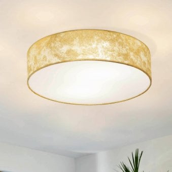 Viserbella Champagne Gold Fabric Flush Ceiling Light