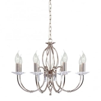 Aegean Eight Arm Polished Nickel Chandelier or Semi Flush
