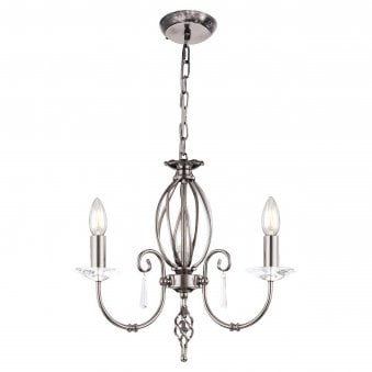 Aegean Three Arm Polished Nickel Chandelier or Semi Flush
