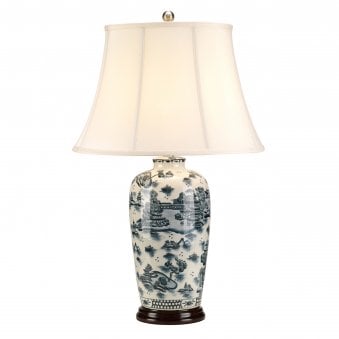 Blue Traditional Chinese Porcelain Table Lamp