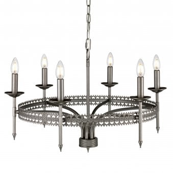 Crown 6 Light Chandelier in Iron Gate