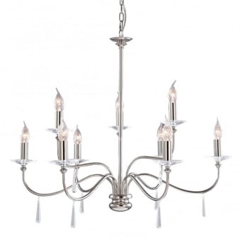 Finsbury Park Nine Arm Polished Nickel Chandelier