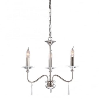 Finsbury Park Three Arm Polished Nickel Chandelier