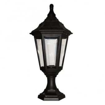 Kinsale 6 Sided Outdoor Pedestal or Porch Light in Black