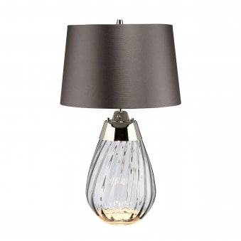 Lena Small Dual Lit Table Lamp with Smoke Tinted Glass and Slate Shade
