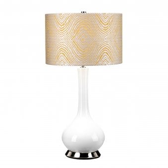Milo Table Lamp with Polished Nickel Metalwork and Piazze Summer Breeze Pattern Shade