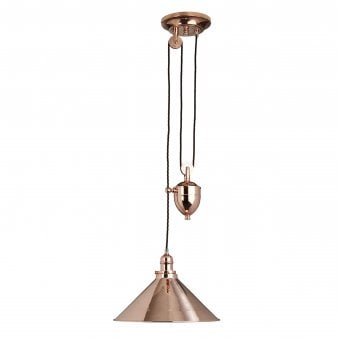 Provence Polished Copper Rise and Fall Pendant Light
