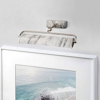 Winchfield Medium Adjustable Picture Light in Polished Nickel & White Marble Effect