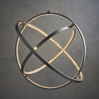 Eternity 40w LED Round Pendant in Matt Nickel with Clear Crystal