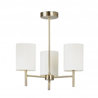 Brio Three Light Semi Flush Ceiling Light in Antique Brass