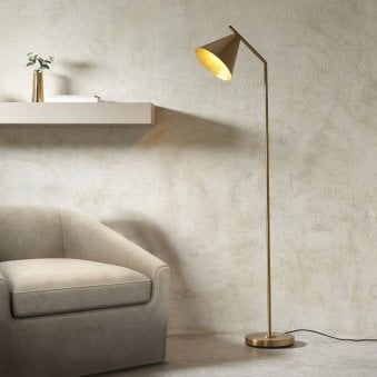 Cape Adjustable Task Floor Lamp in Antique Brass