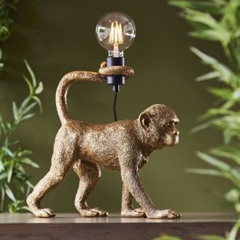 Capuchin Monkey Table Lamp in Vintage Gold