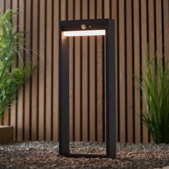Dannah Solar Powered Post in Textured Black with PIR & Dusk to Dawn Function