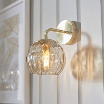 Dimple Wall Light in Brushed Brass & Champagne Lustre Glass
