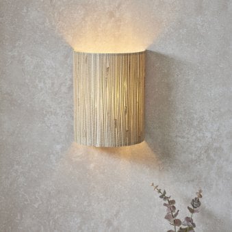 Longshore Wall Light with Natural Seagrass Half Cylindrical Shade