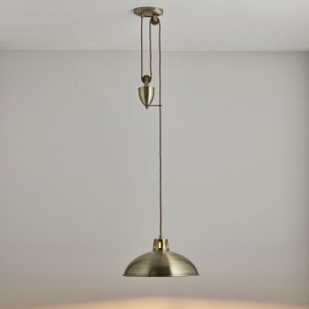 Polka Rise and Fall Pendant Light in Antique Brass
