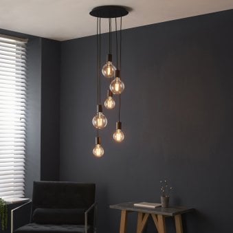 Studio 6 Light Pendant in Matt Black
