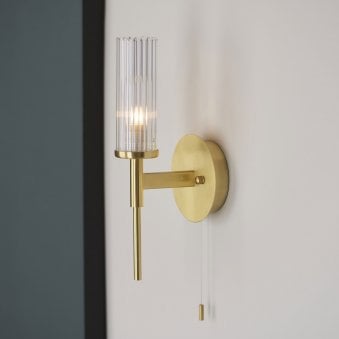 Talo Switched IP44 Wall Light in Satin Brass