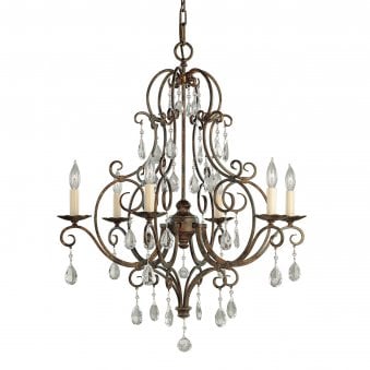 Chateau Six Light Chandelier in Mocha Bronze