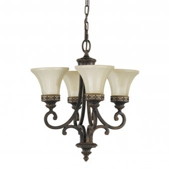 Drawing Room Four Light Duo Mount Chandelier in Walnut