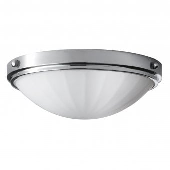 Perry IP44 Flush Ceiling Light in Polished Chrome & Opal Etched Glass Diffuser