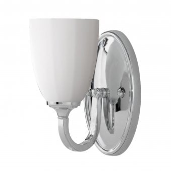 Perry IP44 Wall Light in Polished Chrome & Opal Etched Glass Drum Shades