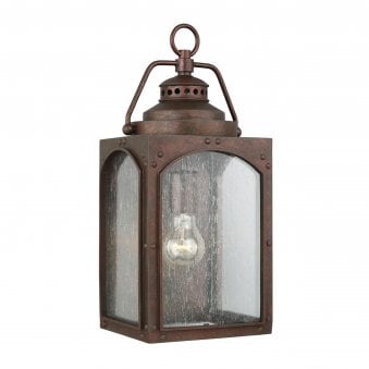 Randhurst Coastal Medium Wall Lantern in Copper Oxide Finish and Seeded Glass