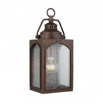 Randhurst Coastal Small Wall Lantern in Copper Oxide Finish and Seeded Glass