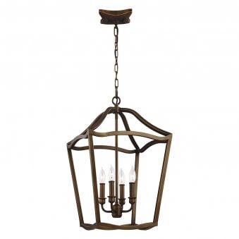 Yarmouth Four Lamp Pendant in Painted Aged Brass
