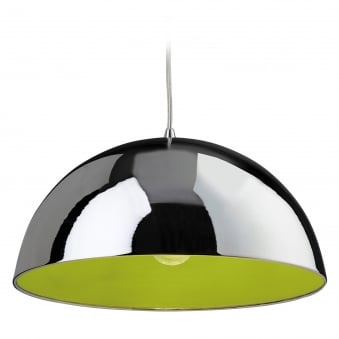 Bistro Pendant with Chrome Finish and Green Inner