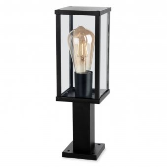 Dakota IP44 Pillar Light in Black with Clear Glass