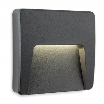 Golf Coastal IP65 Square LED Low Level Wall or Step Light in Graphite