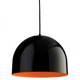 House Pendant in Black with Orange Inner