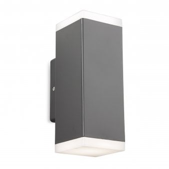Kuga Square Twin Resin Coastal IP65 LED Wall Light in Graphite
