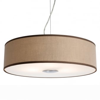 Madison Pendant Light in Taupe Fabric with Diffuser