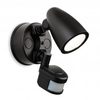 Single Security IP54 LED PIR Wall Light in Black