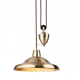 Suffolk Rise & Fall Pendant Light in Antique Brass