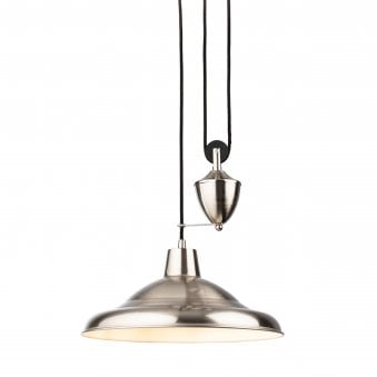 Suffolk Rise & Fall Pendant Light in Brushed Steel