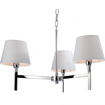 Transition Polished Stainless Steel Three Light Fitting with Off White Shades