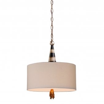 Flambeau Pendant in Black Cream & Gold Leaf
