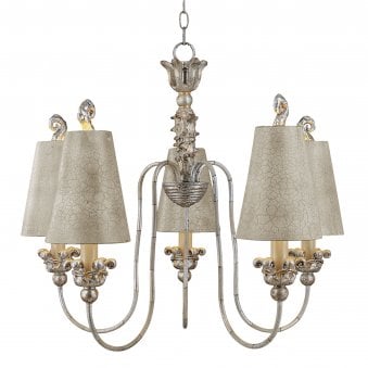Remi Five Light Chandelier in Silver & Cream