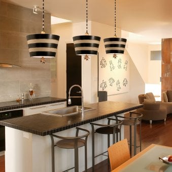 South Beach Pendant Hand Painted Black & Putty