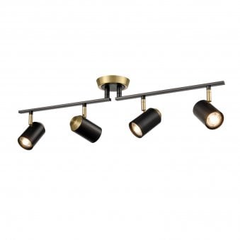Herston Four Lamp Spotlight in Black & Brushed Brass