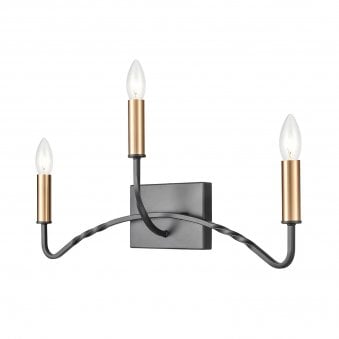Kinson Three Lamp Wall Light in Dark Antique Bronze & Brushed Brass