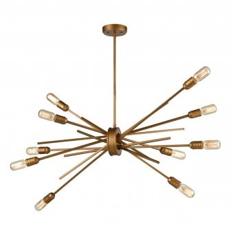 Leburnick Ten Light Adjustable Pendant In Antique Gold