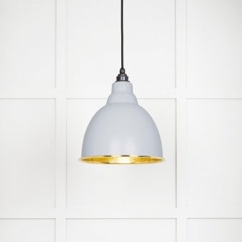 Hammered Brass Brindley Pendant in Birch