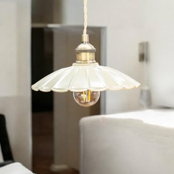 Wanstrow Small Pendant in Brass with Clay Shade