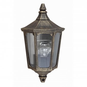 Cricklade 1 Light Half Lantern in Black and Gold